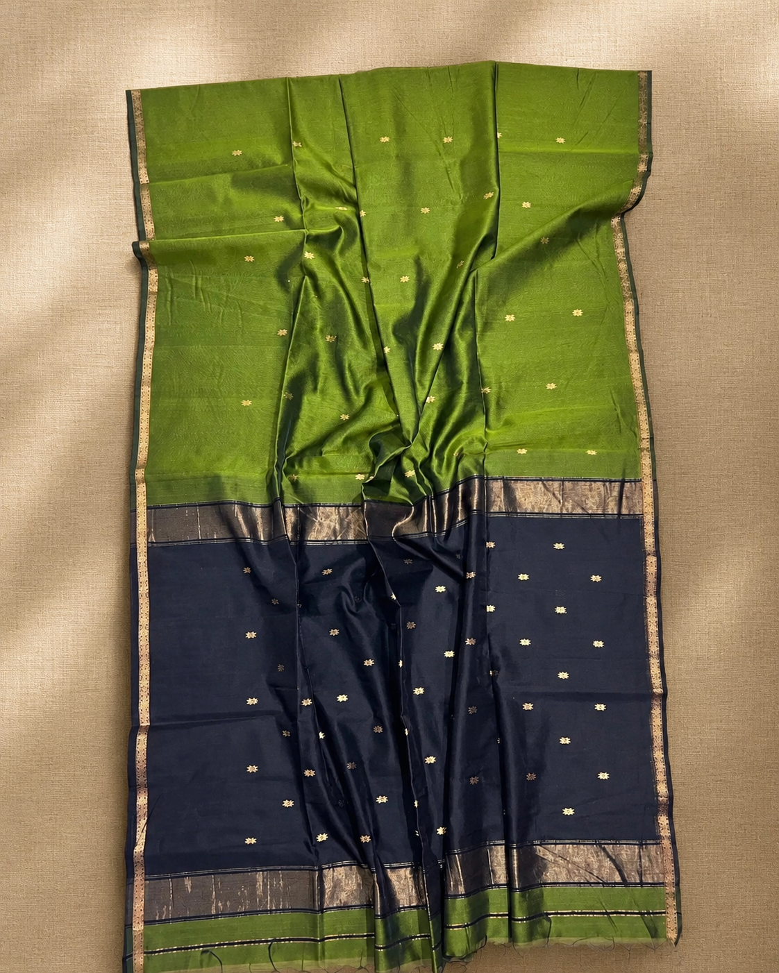 Green Maheshwari silk cottonSaree