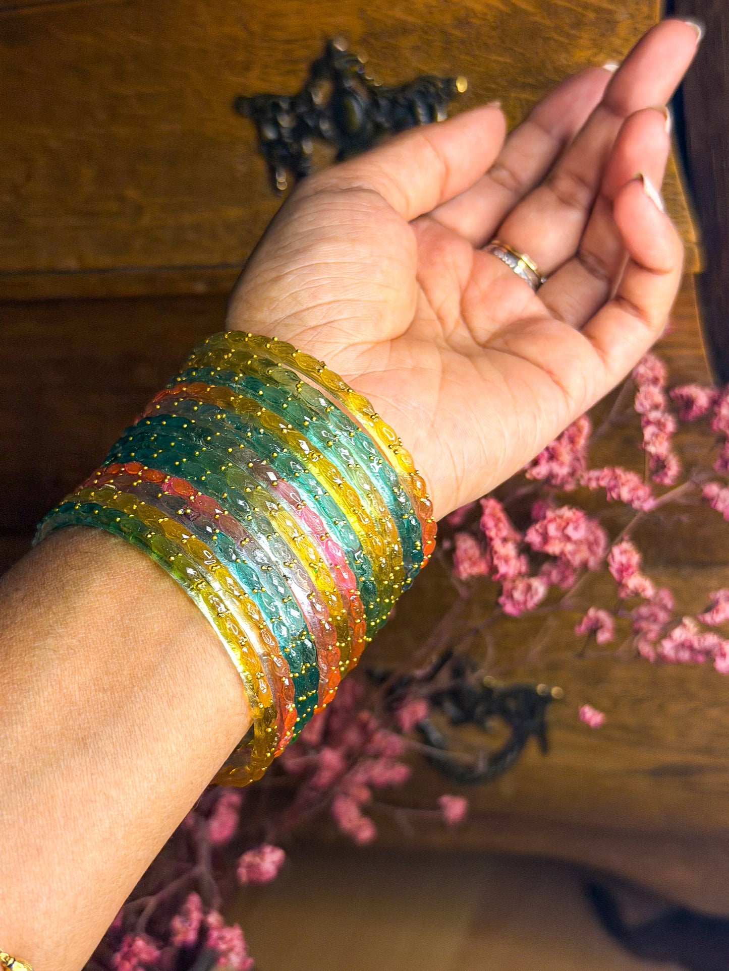 Rainbow Color Raindrop Bangles