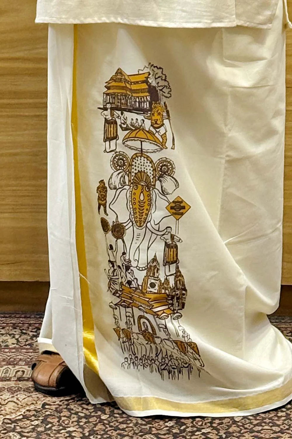 Offwhite Dhothi with Thrissur Pooram Print
- Limited Stock