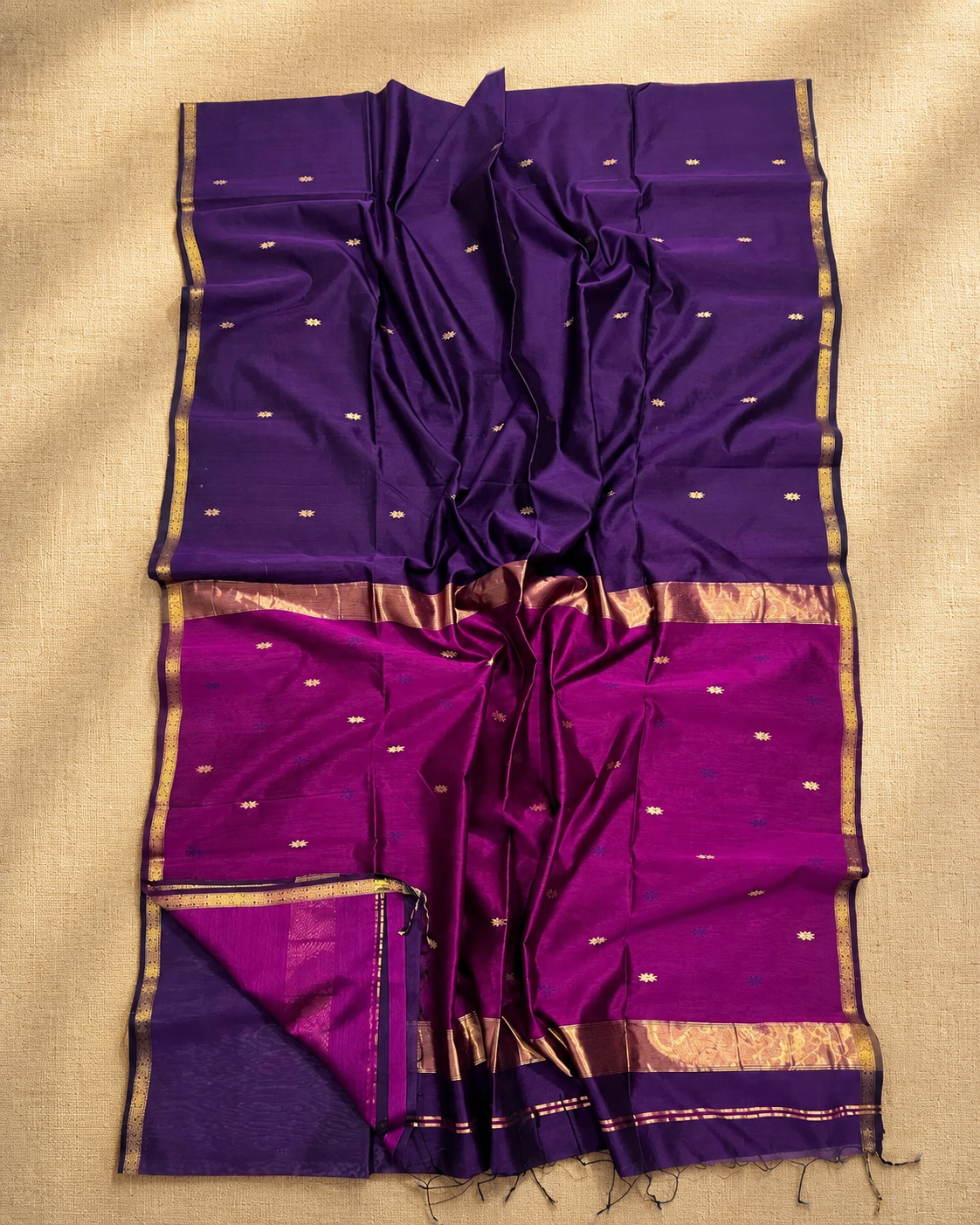 Purple Maheshwari silk cottonSaree