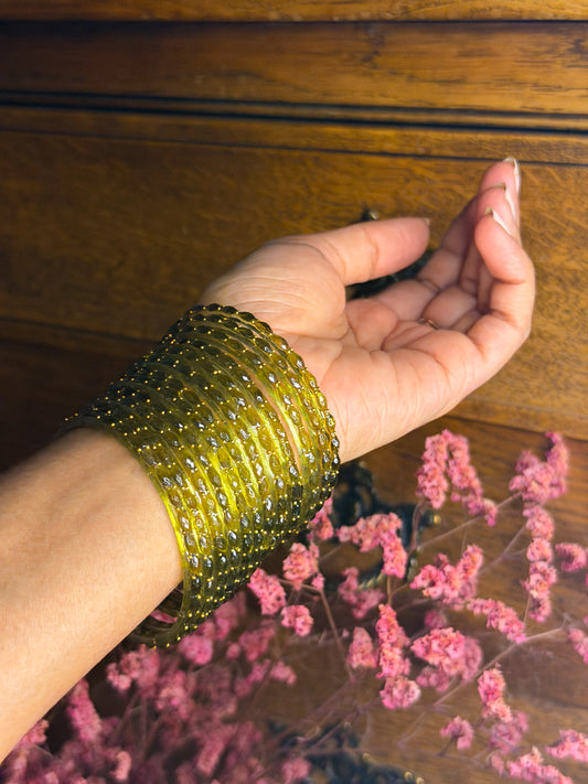 Olive Green Raindrop Bangles