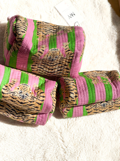 Jungle Stripe Quilted Pouch Set