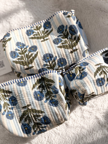 Coastal Blue Floral Pouch Set
