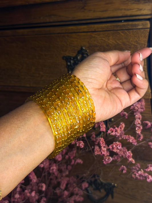 Mustard Yellow Raindrop Bangles