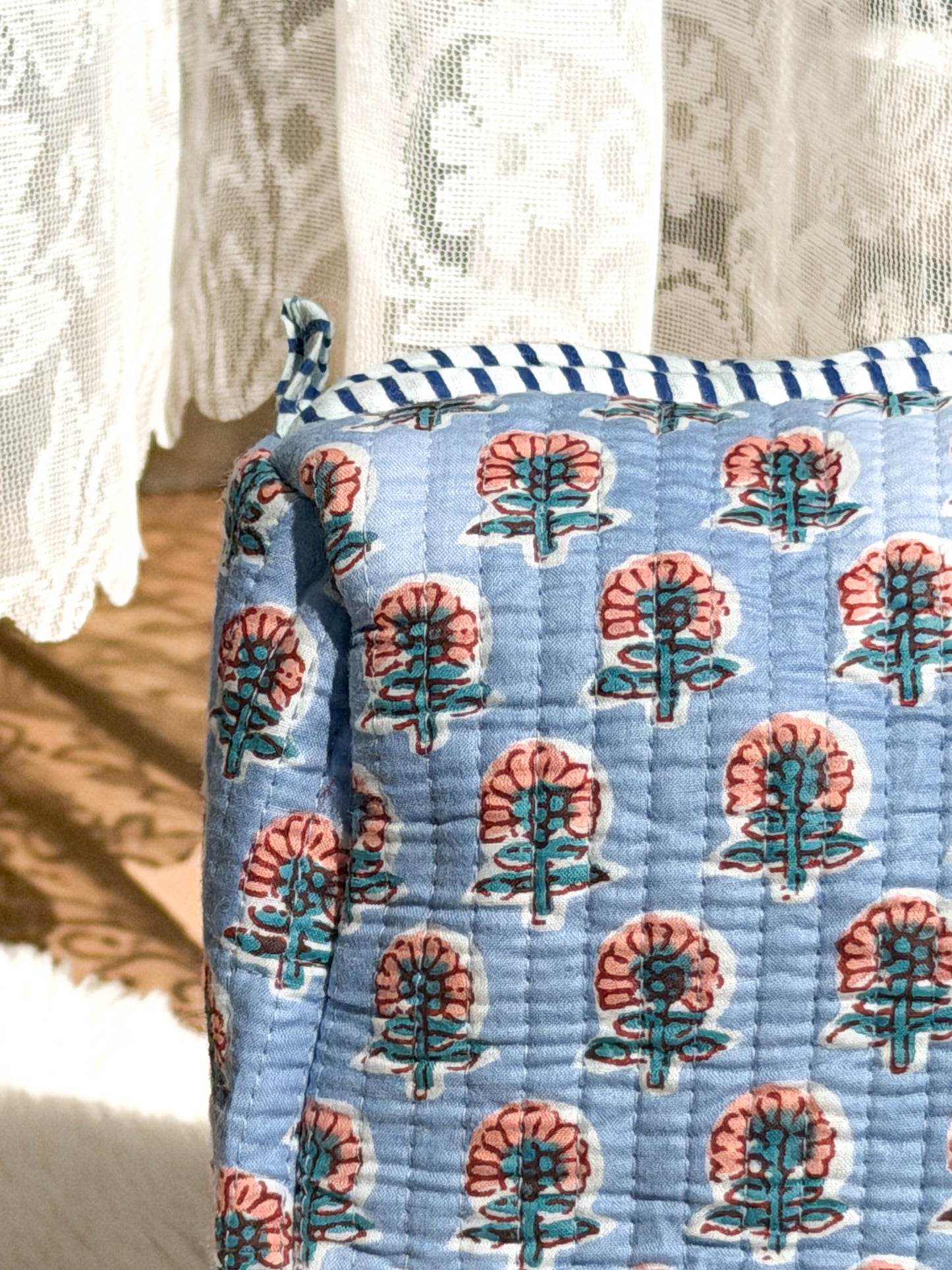 Sky Blossom Quilted Pouch Set