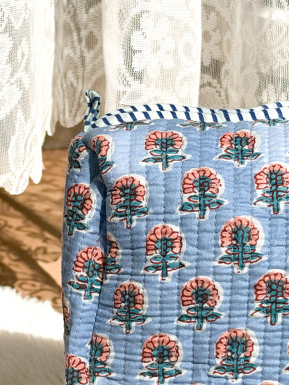 Sky Blossom Quilted Pouch Set