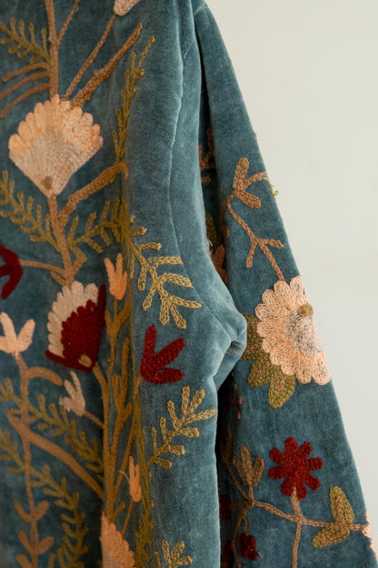 Blue Meadow Velvet Suzani Jacket