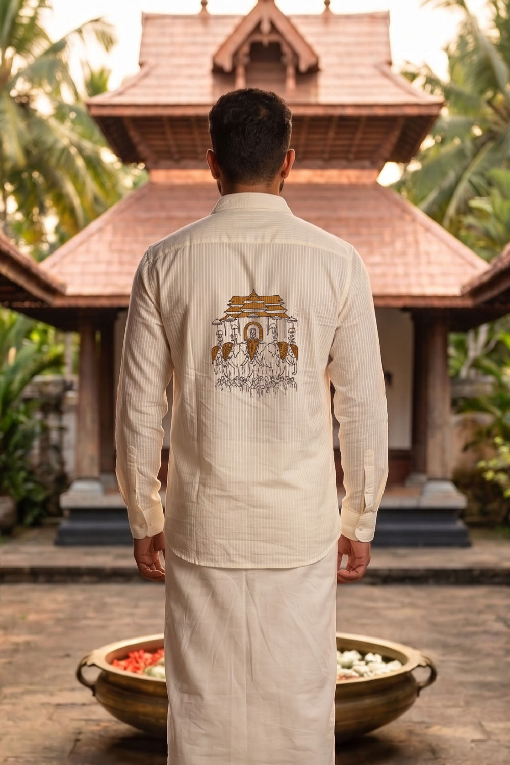 Off White Shirt with Thrissur Pooram Print