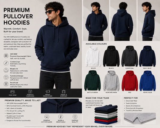 Pullover Hoodie Plain - 340 g/m²