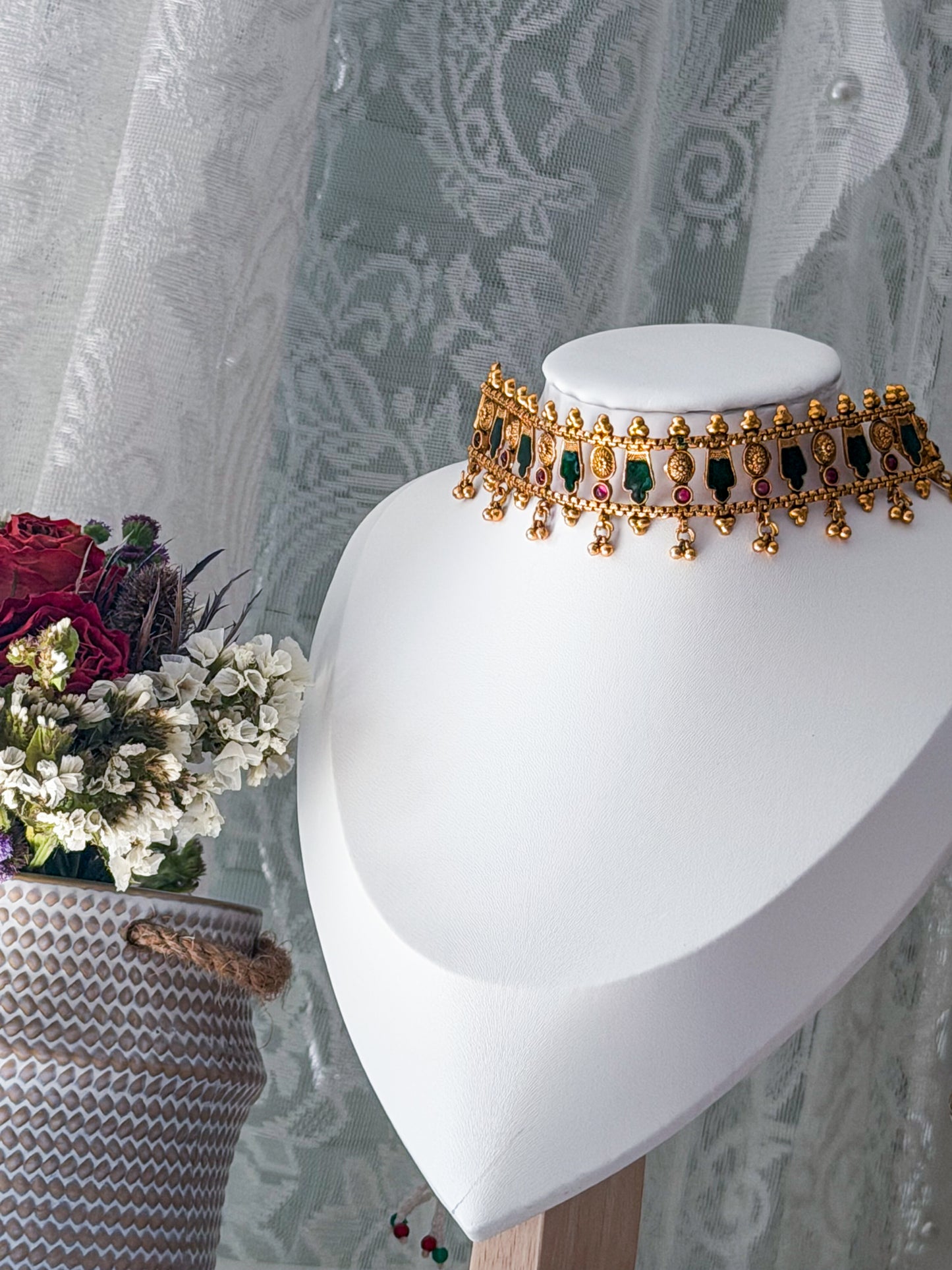Green choker & Earring Set