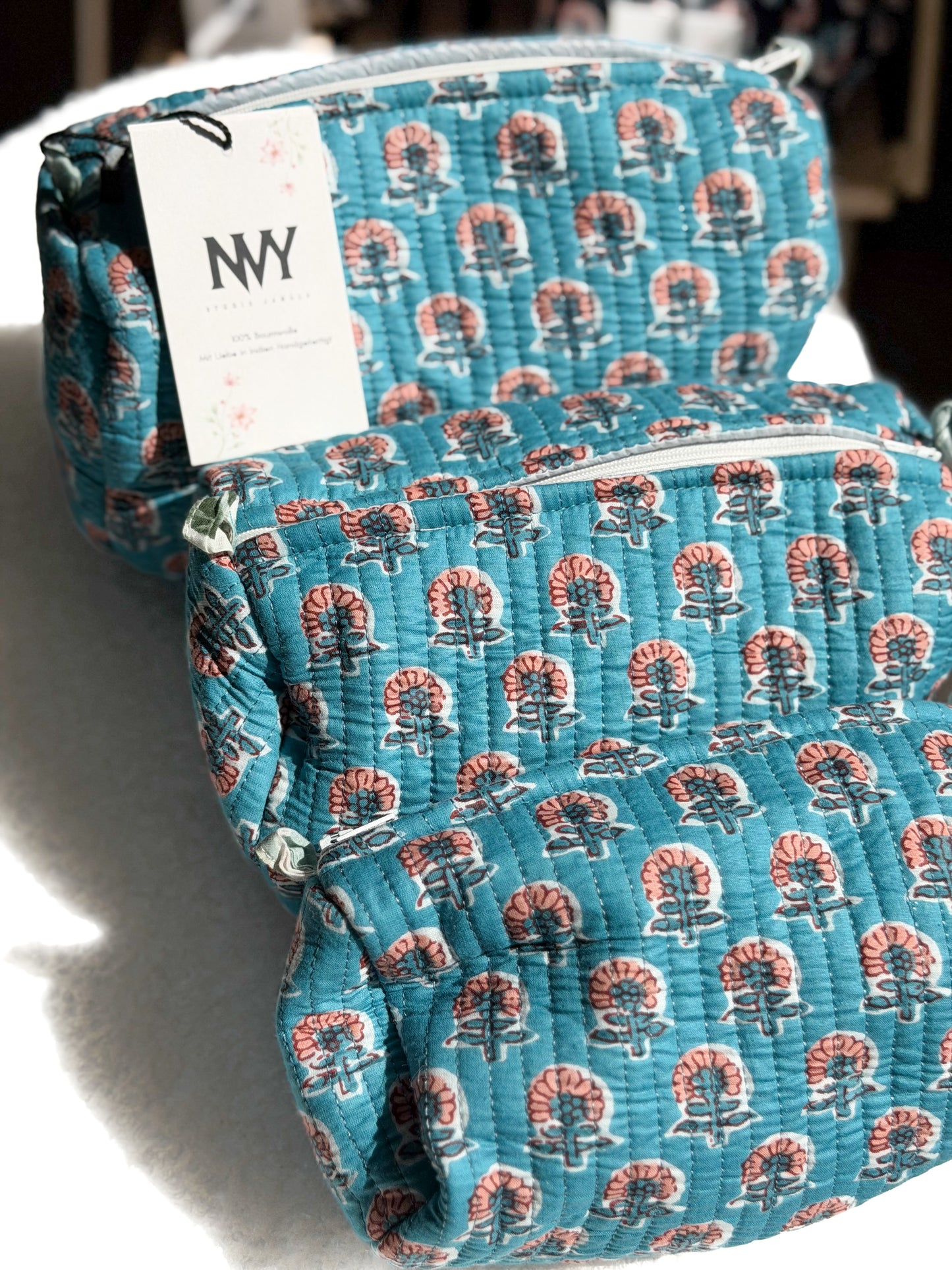 Ocean Bloom Quilted Pouch Set