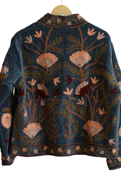 Blue Meadow Velvet Suzani Jacket