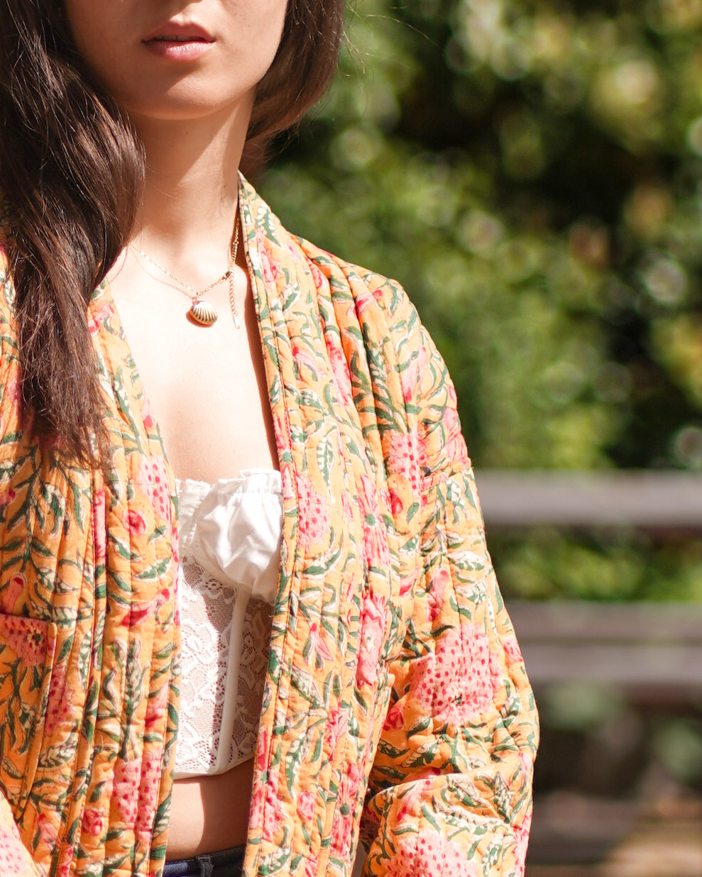 Coral Meadow – Reversible Quilted Jacket