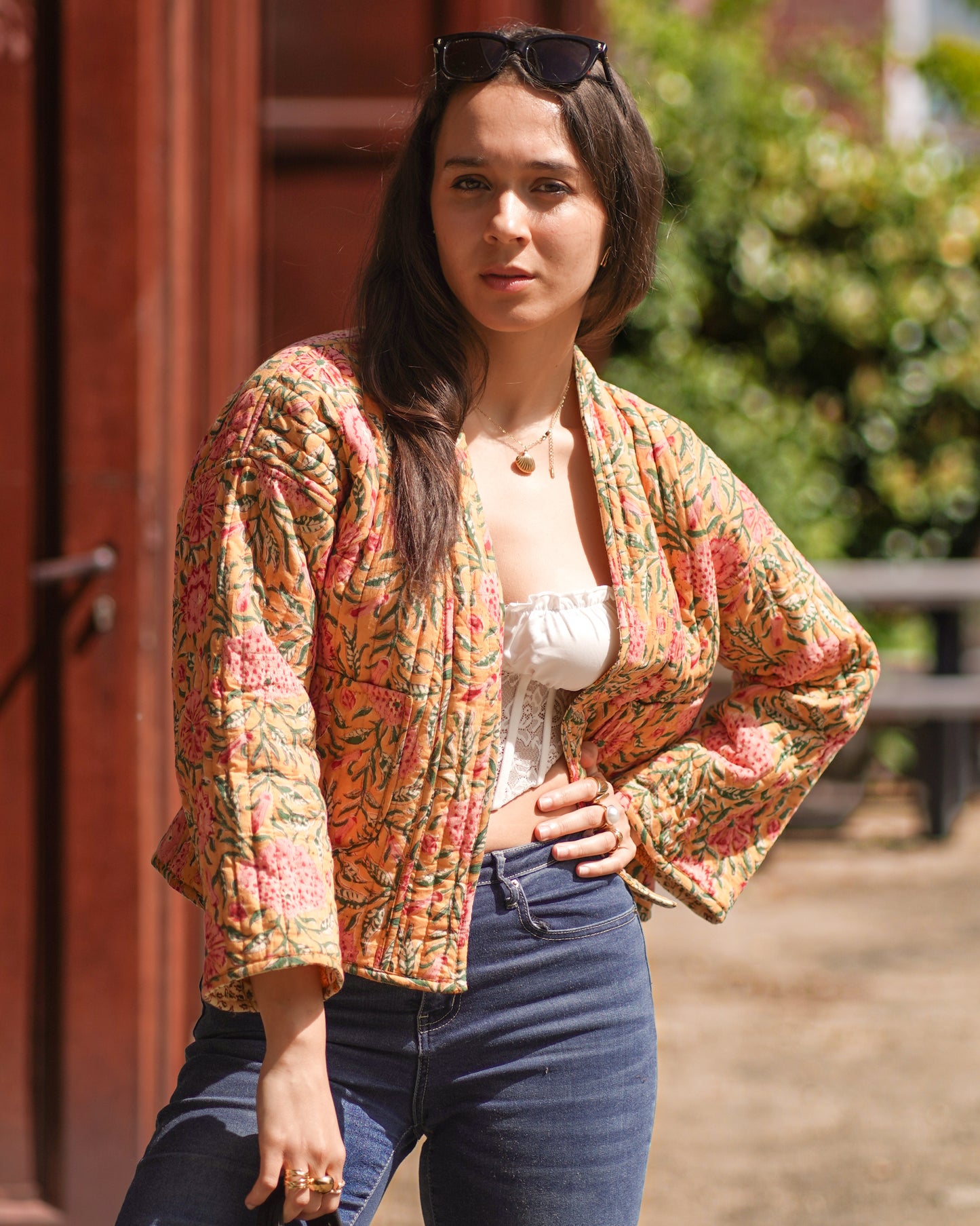 Coral Meadow – Reversible Quilted Jacket