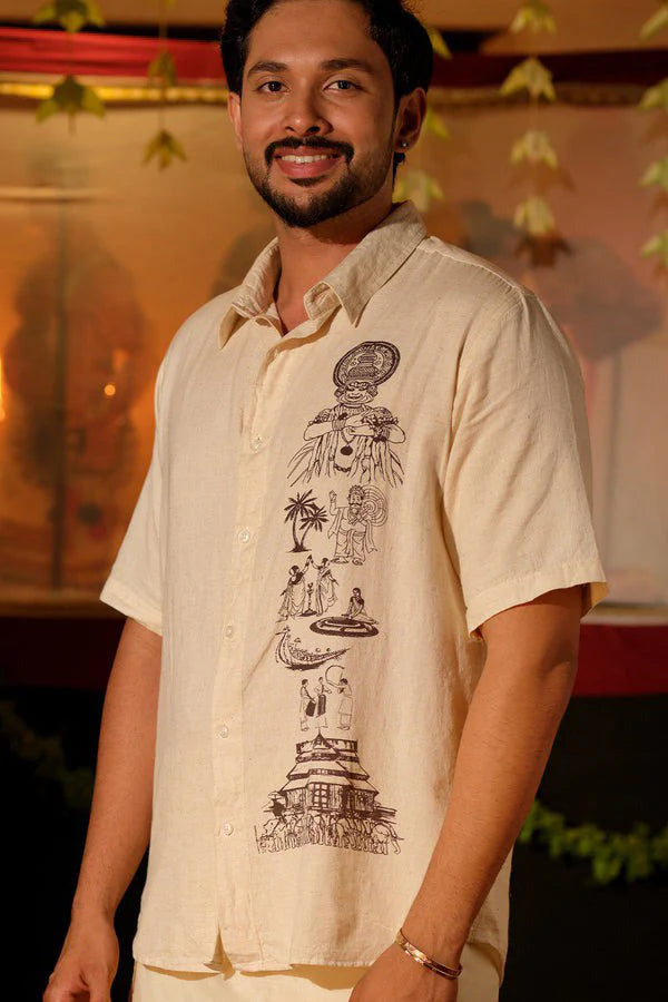 Keraleeyam Hand Block Printed Half Sleeve Shirt
 - Limited Stock