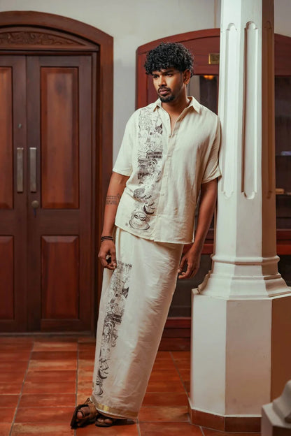 Offwhite Half Sleeve Shirt with Kerala Theme Print
- Limited Stock